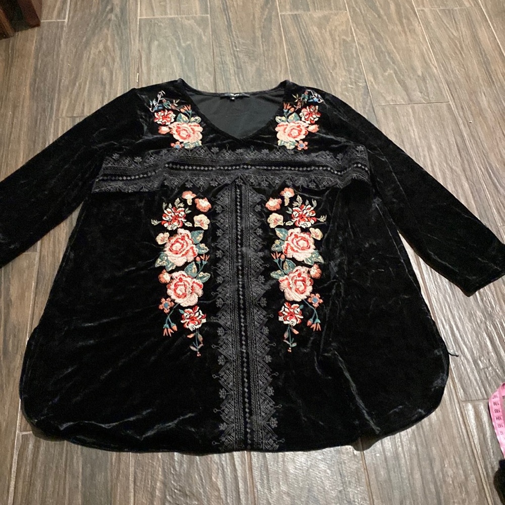 Andrew embroidered velvet top